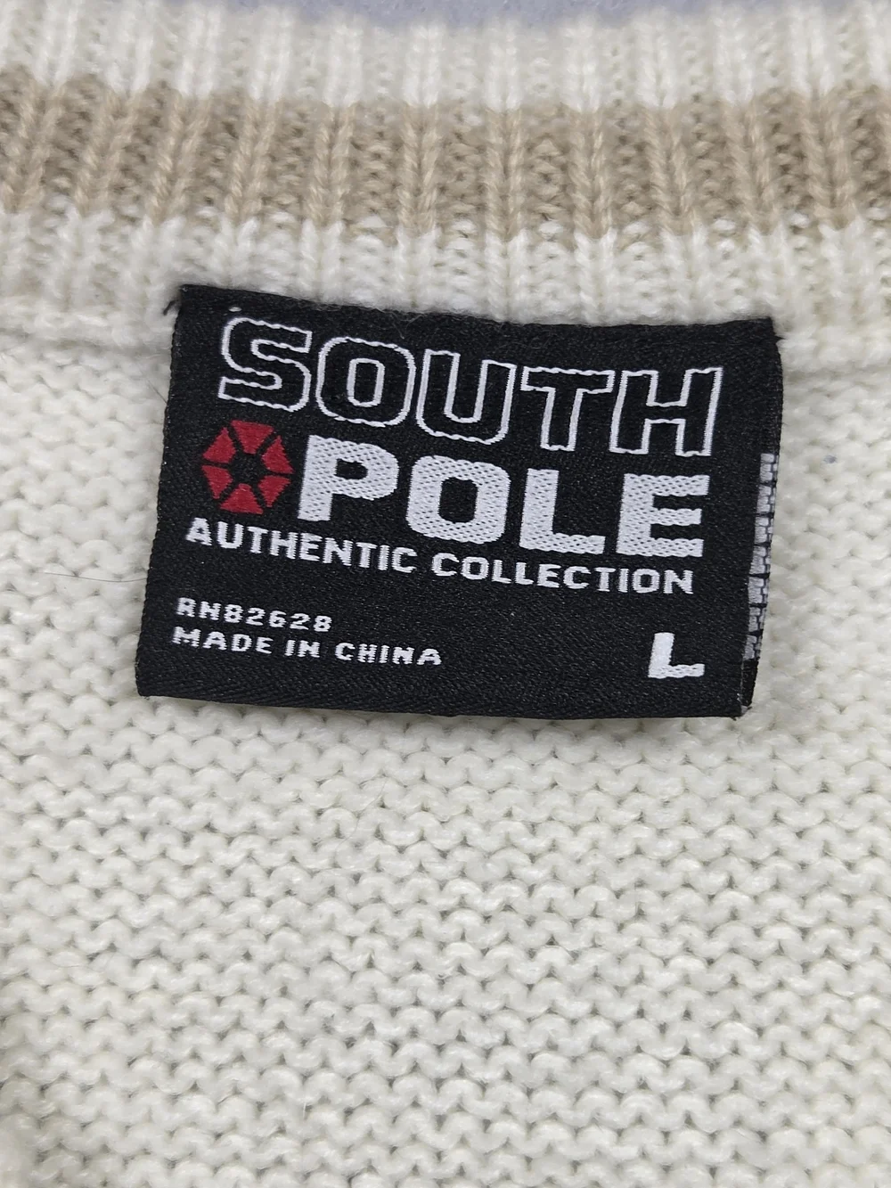 Vintage Southpole Authentic Collection Sweater Vest Mens Large Cream Knit Y2K